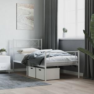 VidaXL Bedframe met hoofd- en voeteneinde metaal wit 75x190 cm