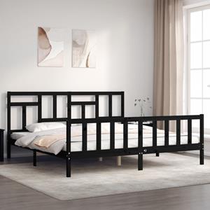 VidaXL Bedframe met hoofdbord massief hout zwart 200x200 cm