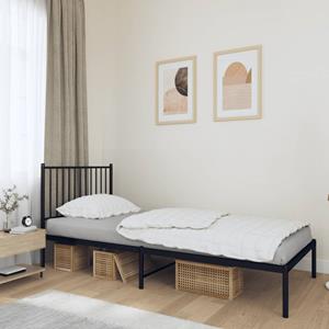 VidaXL Bedframe met hoofdbord metaal zwart 90x190 cm
