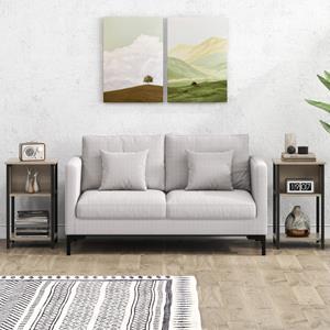 Costway Set van 2 Nachtkastjes met Plank Bijzettafel met Verstelbare Voetkussens Banktafel voor Slaapkamer Woonkamer 34 x 30 x 58,5 cm