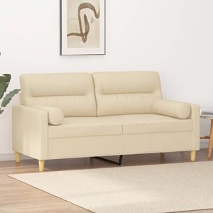 VidaXL Tweezitsbank met sierkussens 140 cm stof crèmekleurig