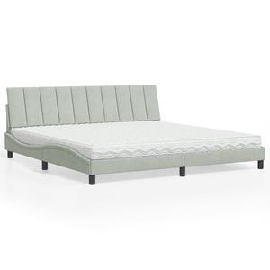 vidaXL Bed met matras fluweel lichtgrijs 200x200 cm