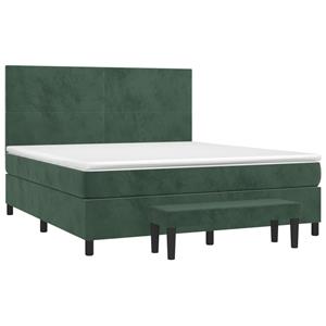 vidaXL Boxspring met matras fluweel donkergroen 180x200 cm