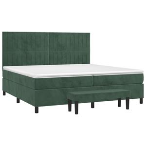 vidaXL Boxspring met matras fluweel donkergroen 200x200 cm