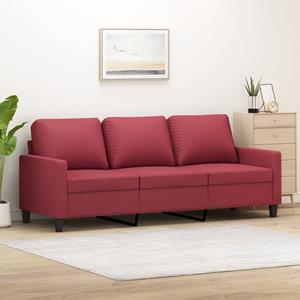 VidaXL Driezitsbank 180 cm kunstleer wijnrood