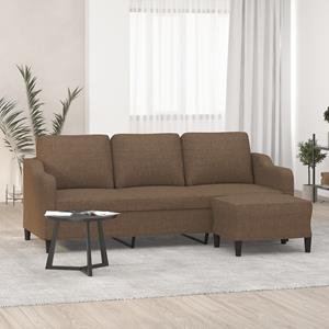 VidaXL Driezitsbank met voetenbank 180 cm stof bruin
