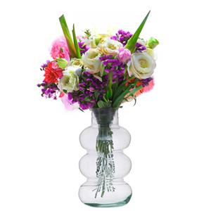 Giftdecor Bloemenvaas Bubble - luxe deco glas - helder transparant - D21 x H35 cm - sierlijk vaas -
