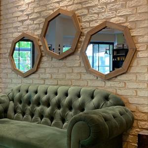 Mioli Decor Set van 3 wandspiegels Hexa dennenhout | 