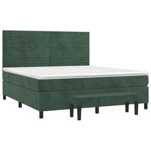 vidaXL Boxspring met matras fluweel donkergroen 180x200 cm