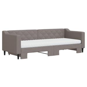 vidaXL Slaapbank met onderschuifbed en matrassen 80x200 cm stof taupe