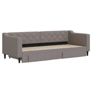 vidaXL Slaapbank met onderschuifbed en lades 80x200 cm stof taupe