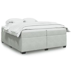 VidaXL Boxspring met matras fluweel lichtgrijs 200x200 cm