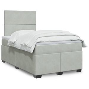 VidaXL Boxspring met matras fluweel lichtgrijs 120x200 cm