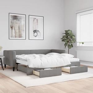VidaXL Slaapbank onderschuifbed en lades 90x190 cm stof donkergrijs