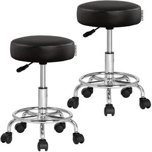 Casaria Rolkruk 2 Stuks Imitatieleer Zwart 360° draaibaar