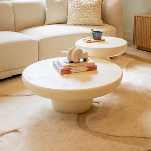 Sohome Ronde Salontafel Jake Set van 2 stuks, Beton - Wit