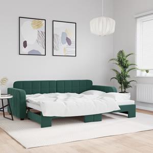 VidaXL Slaapbank met onderschuifbed 80x200 cm fluweel donkergroen