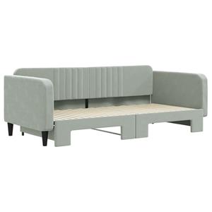 vidaXL Slaapbank met onderschuifbed 100x200 cm fluweel lichtgrijs
