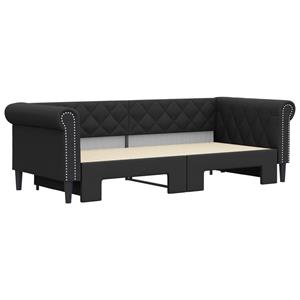 vidaXL Slaapbank met onderschuifbed 90x200 cm kunstleer zwart