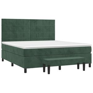 vidaXL Boxspring met matras fluweel donkergroen 180x200 cm