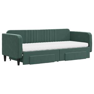 vidaXL Slaapbank onderschuifbed en lades 80x200 cm fluweel donkergroen