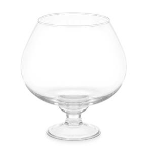 Giftdecor Bloemenvaas op voet Cognac - transparant glas - D21 x H26 cm - boeketvaas - 5 liter -