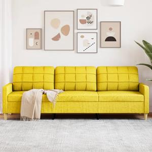 VidaXL Driezitsbank 210 cm stof lichtgeel