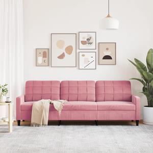 vidaXL Driezitsbank 210 cm fluweel roze