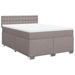 vidaXL Boxspring met matras stof taupe 140x190 cm