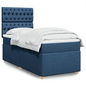 VidaXL Boxspring met matras stof blauw 90x190 cm
