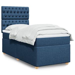 VidaXL Boxspring met matras stof blauw 90x190 cm