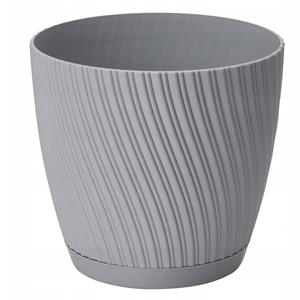 Form Plastic Plantenpot/bloempot Waves - kunststof - platina grijs - D19 x H17 cm -