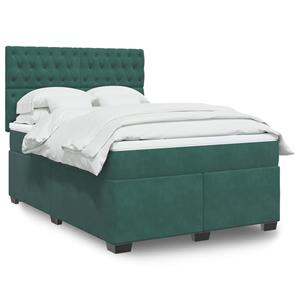 VidaXL Boxspring met matras fluweel donkergroen 160x200 cm