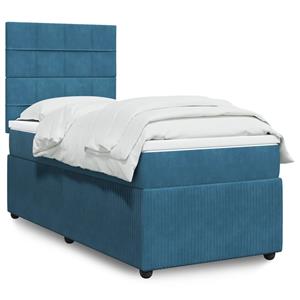 VidaXL Boxspring met matras fluweel donkerblauw 80x200 cm