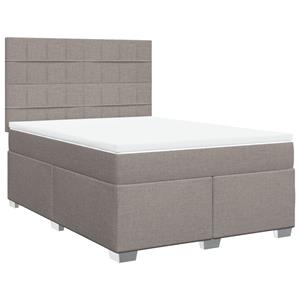 vidaXL Boxspring met matras stof taupe 160x200 cm