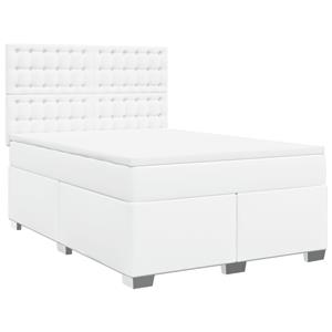 vidaXL Boxspring met matras kunstleer wit 160x200 cm