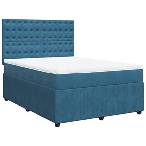 vidaXL Boxspring met matras fluweel blauw 160x200 cm