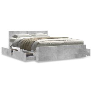 VidaXL Bedframe met hoofdeinde bewerkt hout betongrijs 140x190 cm