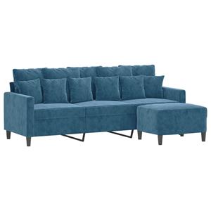 vidaXL Driezitsbank met voetenbank 180 cm fluweel blauw