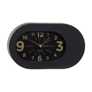 Items Wekker/alarmklok Montreux - zwart - kunststof - 22 x 13 cm - met snooze knop -