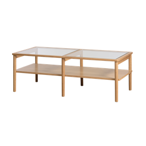 Olivine Boris eikenhouten salontafel naturel - met glazen tafelblad - 120 x 60 cm