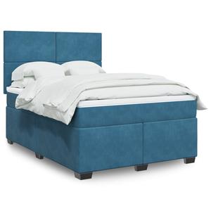 VidaXL Boxspring met matras fluweel blauw 160x200 cm