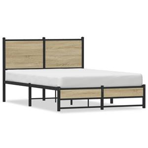 VidaXL Bedframe met hoofdbord metaal sonoma eikenkleurig 120x200 cm
