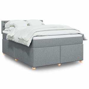 VidaXL Boxspring met matras stof lichtgrijs 140x200 cm