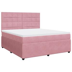 vidaXL Boxspring met matras fluweel roze 180x200 cm