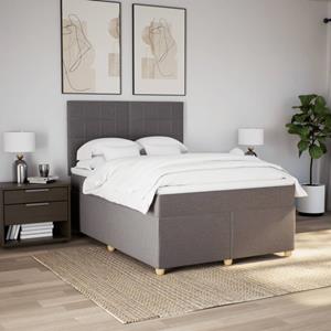 vidaXL Boxspring met matras stof taupe 140x190 cm