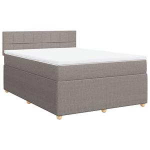 vidaXL Boxspring met matras stof taupe 160x200 cm