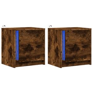 vidaXL Nachtkastjes met LED 2 st bewerkt hout gerookt eikenkleurig