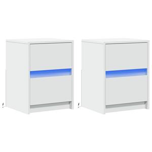 vidaXL Nachtkastjes met LED-verlichting 2 st bewerkt hout wit
