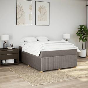 vidaXL Boxspring met matras stof taupe 140x190 cm